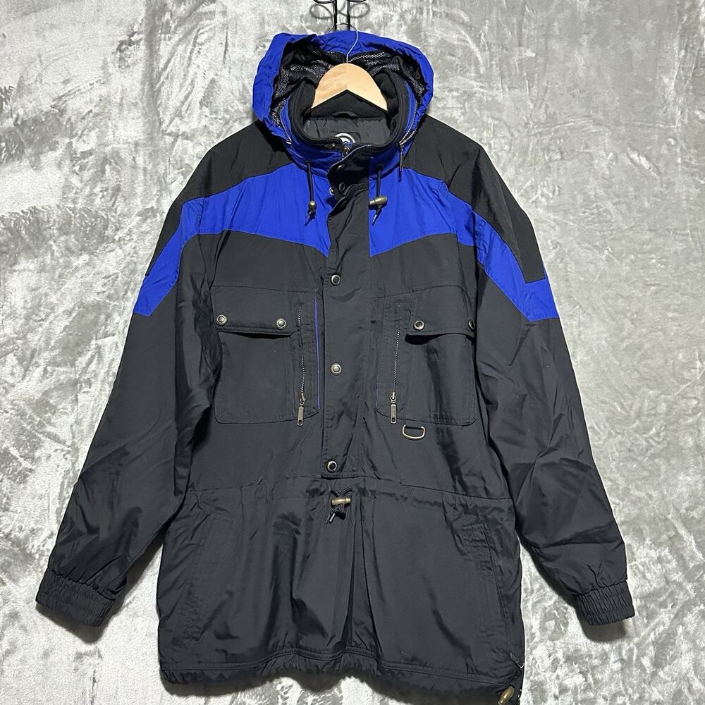 Vintage Marker Ski Jacket Mens Size XL Black Anorak Outdoors Pullover 90s W Hood